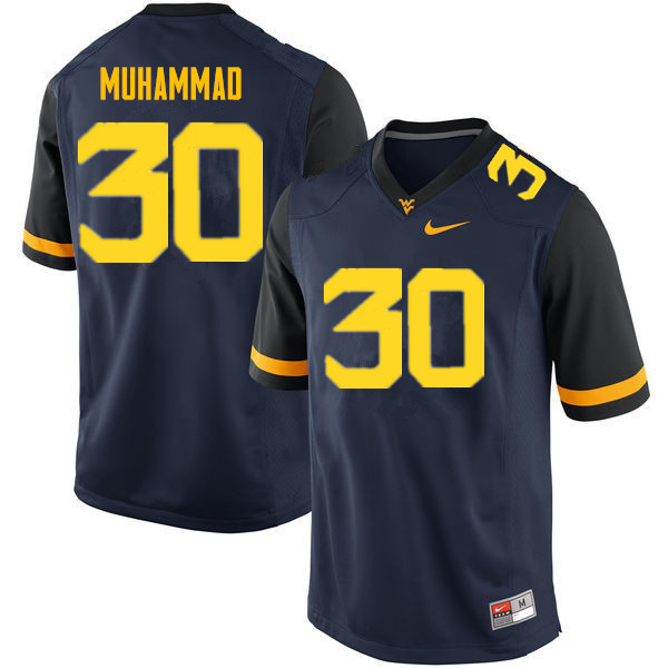 NCAA Men's Naim Muhammad West Virginia Mountaineers Navy #30 Nike Stitched Football College Authentic Jersey YL23G34MK